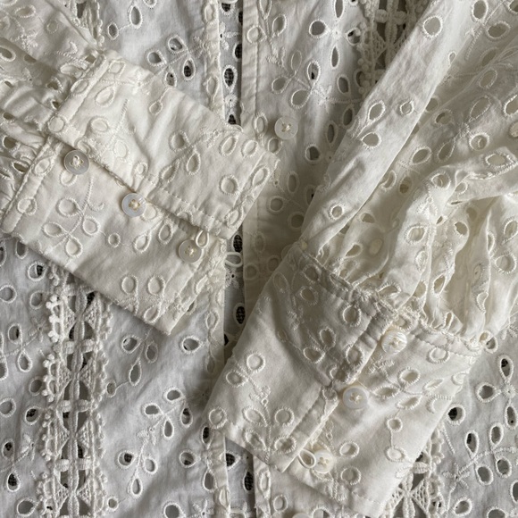 Sezane Cara Shirt | white eyelet 100% cotton | size 34 (size 2) | like new - Picture 4 of 6